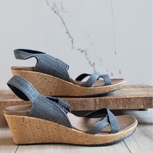 Skechers Beverlee High Tea Wedge Sandals Womens 9 Cushioned Comfort